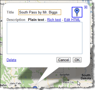 placemarker balloon opens